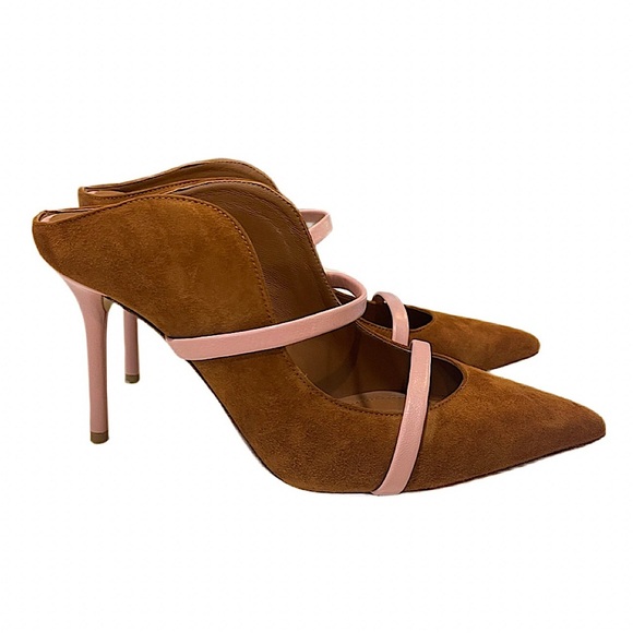 Malone Souliers Maureen Brown Suede & Pink Patent Pumps EU 38 (US 8) - Picture 1 of 9